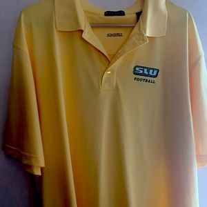 Men’s polo style Southeastern football logo.